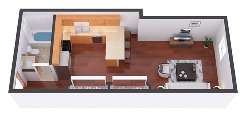 Floor plan for studio, 1 bath, 421 sqft
